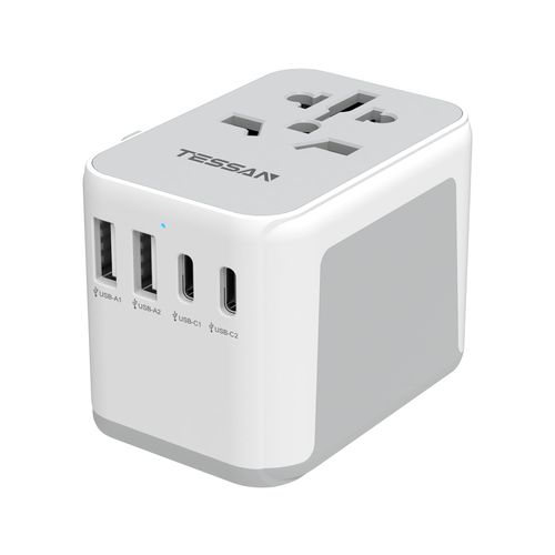 Convert Plug, Worldwide, International Travel, Outlet, TESSAN Travel Converter, 2 USB-C and 2 USB-A Ports, C/O/BF/A Type, International Power Converter, Multi Converter, Power Conversion Adapter,