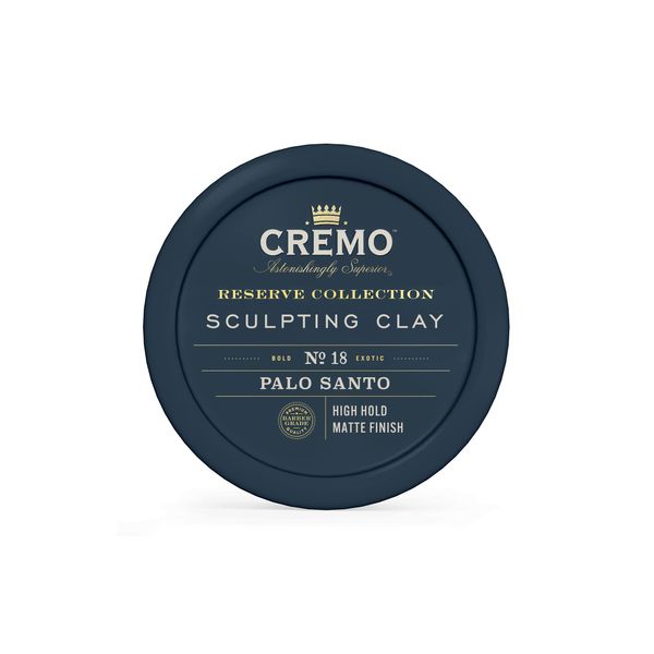 Cremo Premium Barber Grade Hair Styling Palo Santo (Reserve Collection) Sculpting Clay, High Hold, Matte Finsh, 4 Oz