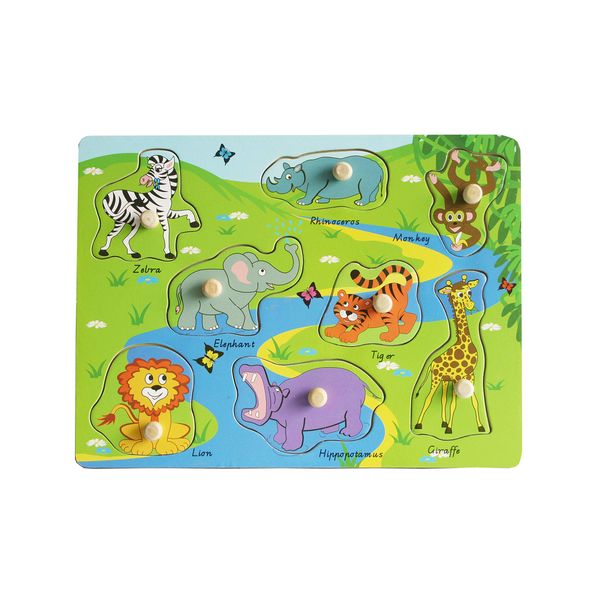 Atoz 65828PB Animals Safari Chunky Peg Puzzle, Multicolor, 30 x 2 x 22 centimetres