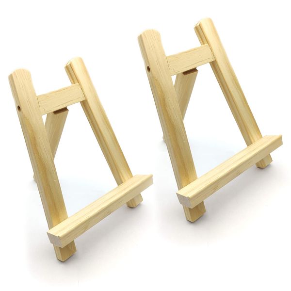 2 Pcs Wooden Table Top Easels, 15x20 cm/5.9x7.87 inch Small Tabletop Display Easel Stand, Mini Artist Canvas Painting Desktop Triangle Easel Holder Stand for Calendar/Drawing/Sketching/Wedding