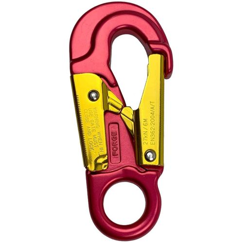 ProClimb Forged Aluminum Snaphook - Double Action Self Locking Gate, Captive Eye 27 kN - Red-Snaphook- Aluminum Snap Hook Hardware