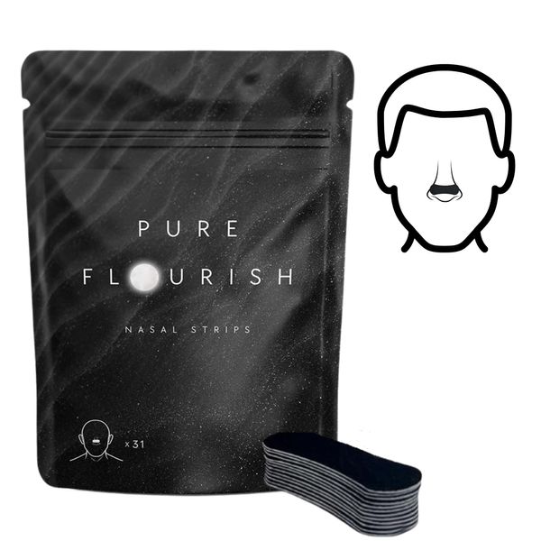 Pure Flourish Breathe Tape - 31 x Nasal Strips, Anti Snoring Device, Improved Nasal Breathing, Relieves Congestion (31 Strips)