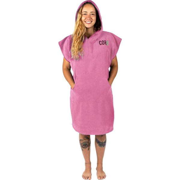 COR Surf Handtuch Poncho für Erwachsene - Weicher, schnell trocknender Bade Poncho aus Mikrofaser, Kapuzenhandtuch mit Taschen, leicht und farbecht, erhältlich, Pink, M