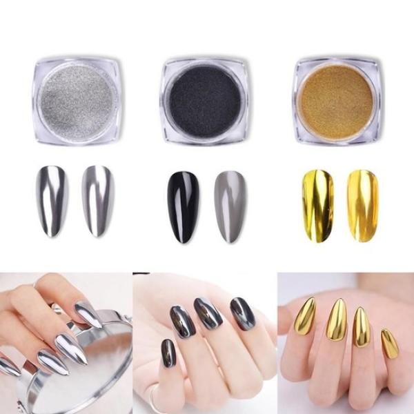 Nail Art Hand and Toenail Magic Metal Mirror Powder 3 Types