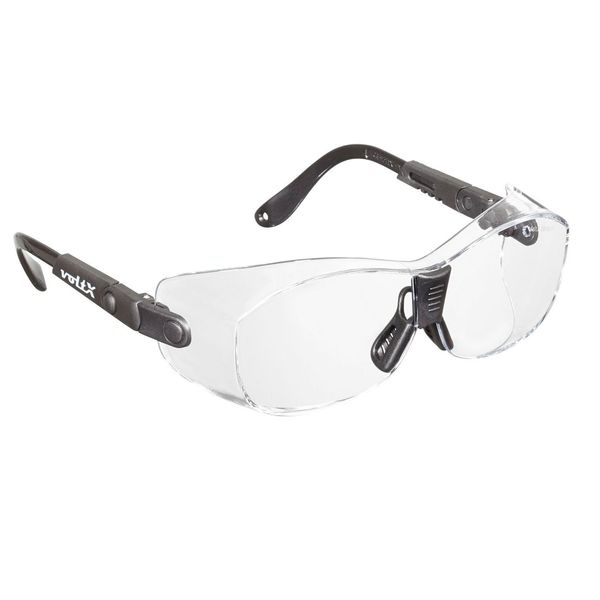 voltX 'RETRO SAFETY OVERGLASSES' – Suitable as FITOVERS for SMALL/MEDIUM size spectacle frames – Can also be worn as regular safety glasses. UKCA & CE EN166ft certified (Clear Lens)