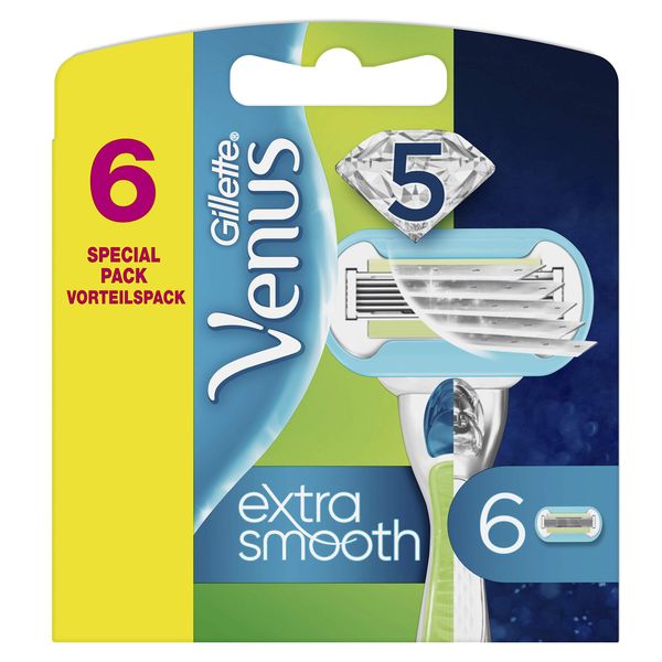 Gillette Venus Extra Smooth Women's Razor Blade Refills x6 with 3 Curve-Hugging Blades