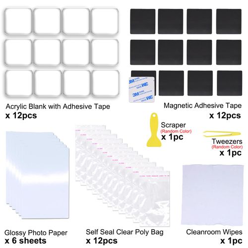 InfiniteSub - 45pcs Blank Acrylic Fridge Magnets, 2" x 2“ Personal DIY Decorative Refrigerator Magnets Kits, for Crafts Home Office Locker Party Gift Kids