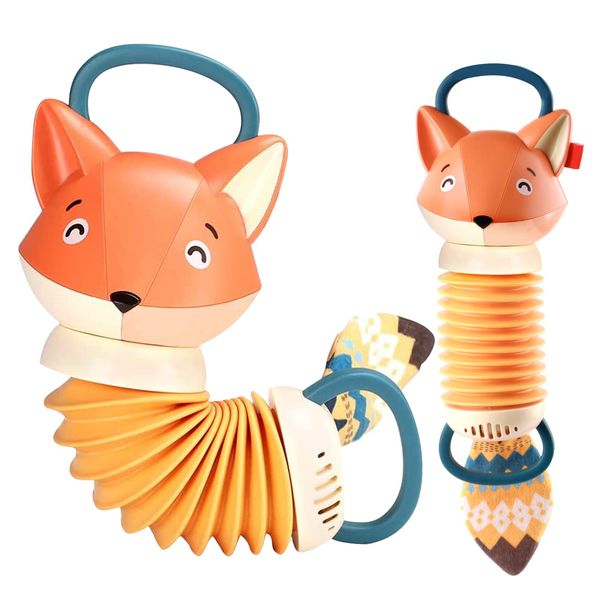 Accordion (Fox Shape) Music Educational Toys Cartoon Shape Kids Toddlers Preschool Music Toys with 12 Kinds of Sound Effects