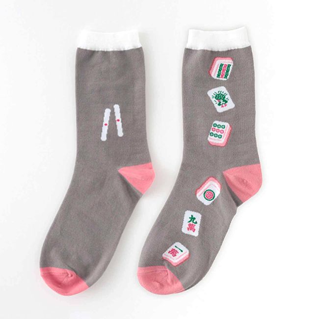 Green Flash GaRaPaGosocks GP-032 Women's Socks, 8.7 - 9.8 inches (22 - 25 cm), Asymmetrical Mahjong