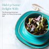 16-Piece Teal Stoneware Dinnerware Set - Includes Dinner Plates, Salad Plates, B
