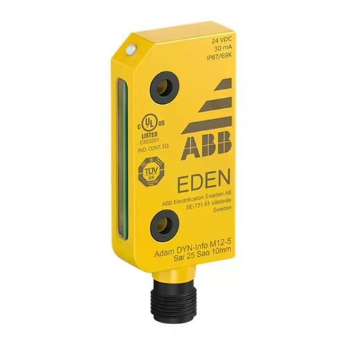 ABB Adam DYN-Info M12-5 Safety Sensor Unit, M12-5 Male Connector, IP69K, Yellow (ABB2TLA020051R5100)