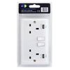 2 x USB Double Wall Plug Socket 2 Gang 13A with 2 USB Charger Port Outlets White Socket Plate