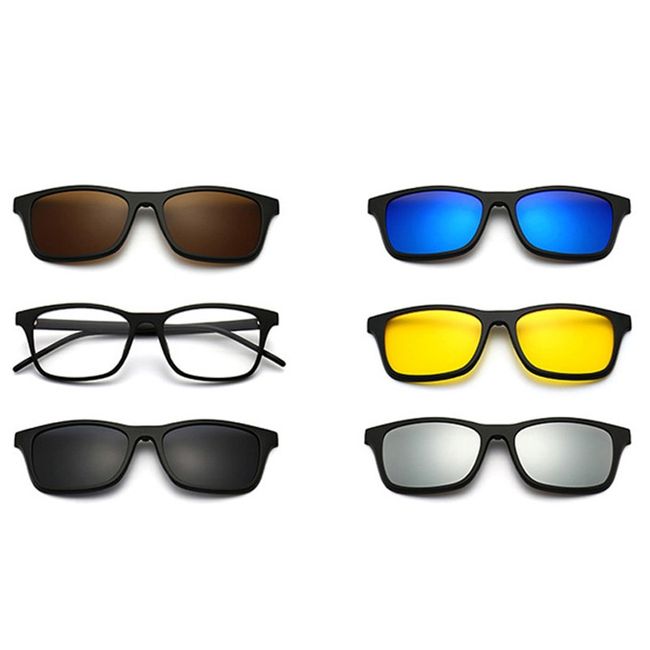 6 In 1 Men Women Polarized Optical Magnetic Clip on Sunglasses