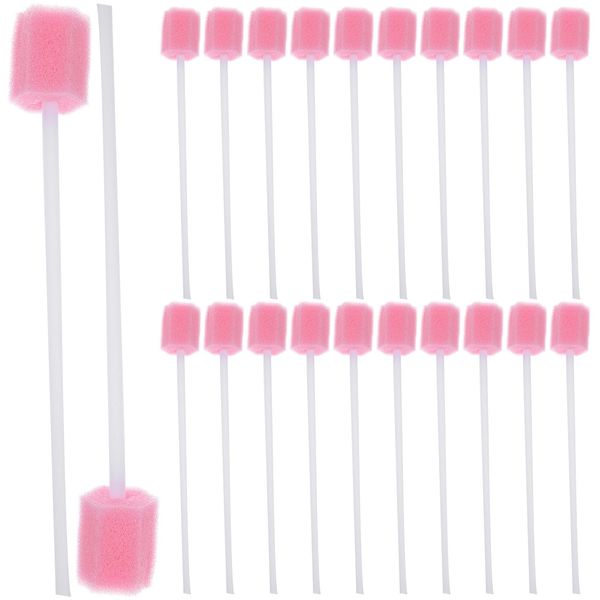 ROSENICE Mouth Sponges Dental Swabs 100pcs Disposable Oral Care Sponge Swab Tooth Cleaning Mouth Swabs (Pink)