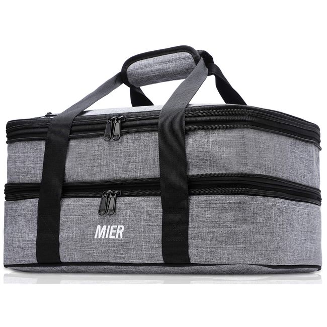 MIER Stylish Lunch Bag for Women Insulated Lunch Box Totes, Grey