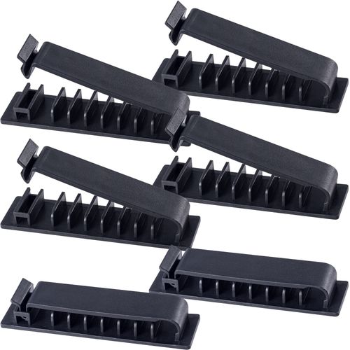 OIIKI Cable Organizer Cord Management for Desk 6 Packs, Self Adhesive Cord Holders Cable Clips Wire Organizer for Phone Computer Appliances Charger