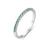 Ladies 925 Solid Silver Brilliant Cut 14 Stone Green Emerald Half Eternity Ring (M)