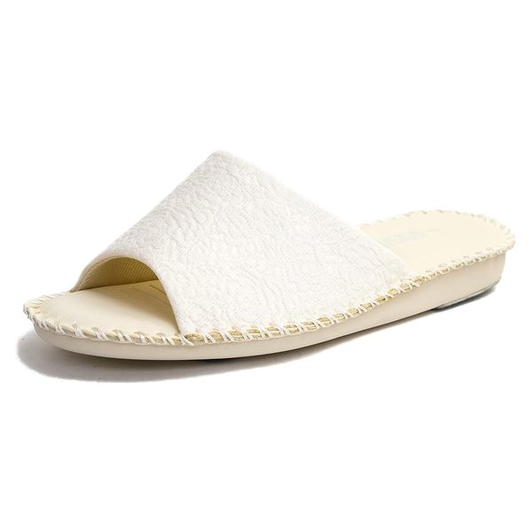 Pansy Pansy Pantofore Slippers, Room Shoes, Women's, Flower Pattern, Ultra Lightweight, Flat, Mule, Nest Holder, Indoor, Office, Hospital, School, 3e (White, S, 8.7 - 8.9 inches (22.0 - 22.5 cm)), white