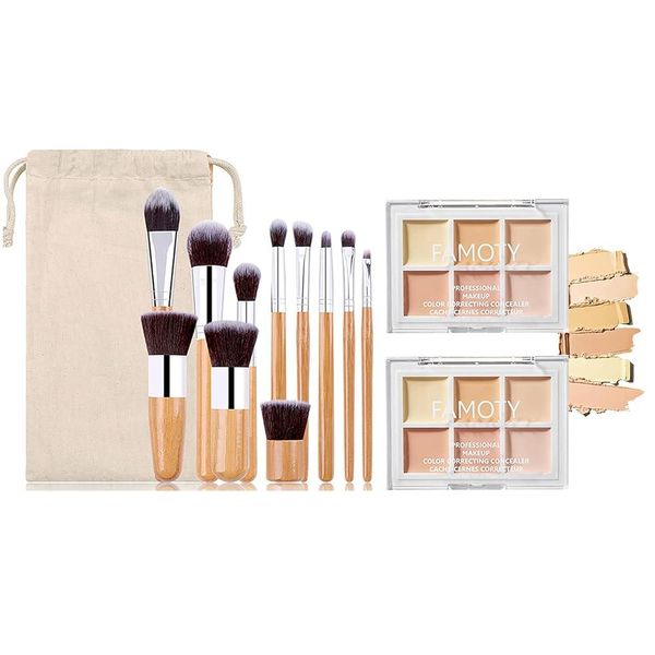 Joyeee Foundation Concealer Palette with Makeup Sponges Applicator 11 Pcs Foundation Powder Conceal