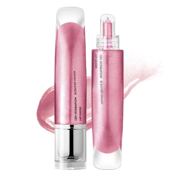 Prreal Lip Gloss, Shimmer Lip Oil, Moisturizing Lip Plumper, Non-Sticky Cup Liquid Lipstick, Glitter Lip Stain Lip Tint for Lip Makeup 0.35oz/PCS #07