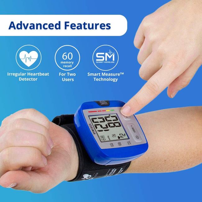 Wrist Blood Pressure Monitor, 60-Reading Memory with Irregular