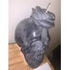 Black & Grey Marble Skull with Rose Candle - Made with Soywax