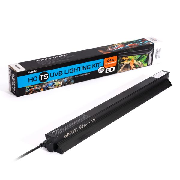 Giangarden T5 HO UVB Lighting Combo Kit with UVB 5.0 24W Fluorescent Tube - Ideal for Reptiles in Tropical Rainforests - Fits 24" Enclosures and Terrariums.(UVB5.0, 24W-24IN)