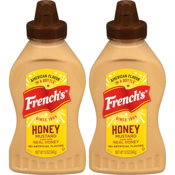 French's, Honey Mustard Made with Real Honey, 12oz Bottle (Pack of 2)