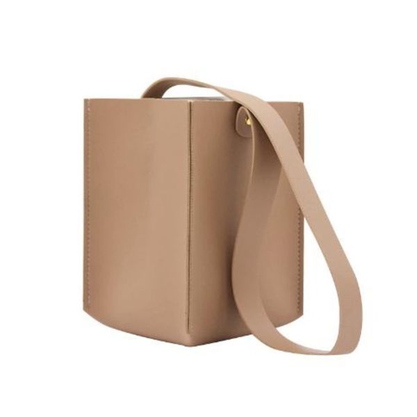 Lunali Cup Holder Faux Leather Cup Sleeve Box Shape Take Out Drink Handbag Convenient Bag Beige (Beige)