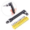 Walfront L-Shape 1/4 Inch Hex Socket Wrench Double Head with 10Pcs Various Angled Screwdriver Bits Hand Tool Set