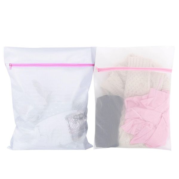 2Pcs Mesh Laundry Bags for Washing Machine, Travel Laundry Bag Set for Washer Dryer, Durable Net Wash Bags for Delicates, Bras, Underwear, Portable & Reusable (S 30cmx40cm)