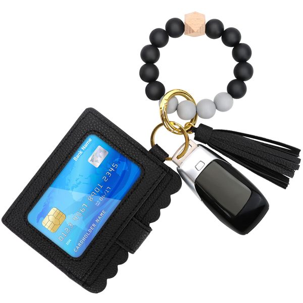 Unistybag Wristlet Keychain for Women Silicone Key Ring Bracelet Wristlet Wallet Bracelet Keychain Card Holder Keyring