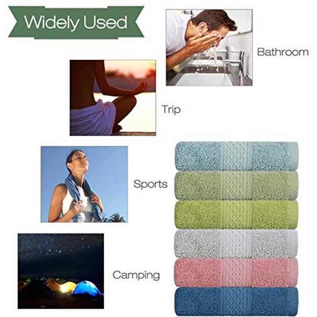 Cleanbear Bath Wash Cloths (13 x 13 Inch), 6-Pack 3 Colors