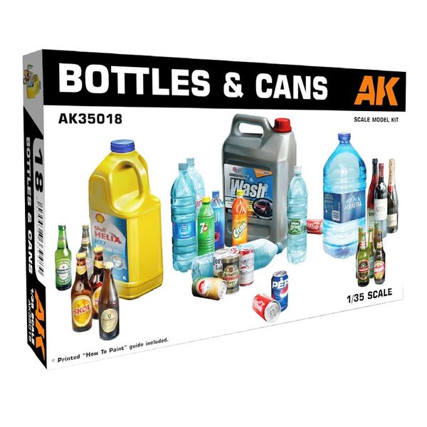 AK Interactive 1/35 Scene Accessory Bottle & Can Set, Plastic Model AK35018