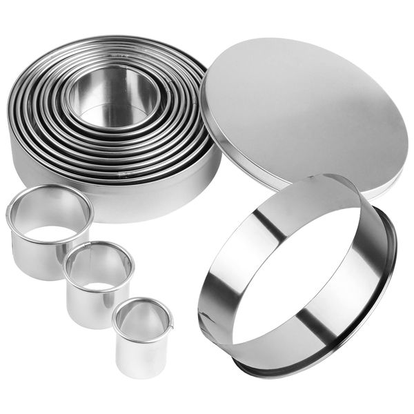 Mini Round Cookie Cutter Set 12Pcs Pastry Cutters Stainless Steel Circle Biscuit Cutters Ring Scone Cutter for Pastry Donut Fondant Baking DIY Cake