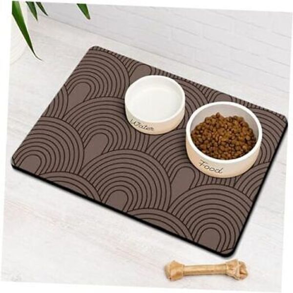 Dog Food Mats for Floors Super Absorbent, Pet Cat Food Mat  L(17"×30") 01-Brown