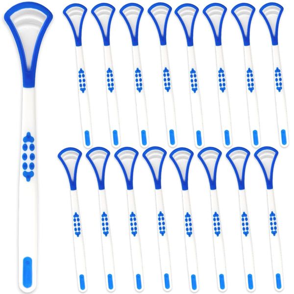 GXXMEI 20PCS Tongue Scraper for Adults, Tongue Scraper Cleaner, Blue Tongue Cleaner, Oral Care Scrapers Kits Plastic Tongue Brush for Reducing Bad Breath Adults Kids Healthy Oral Care Tools Easy to Us