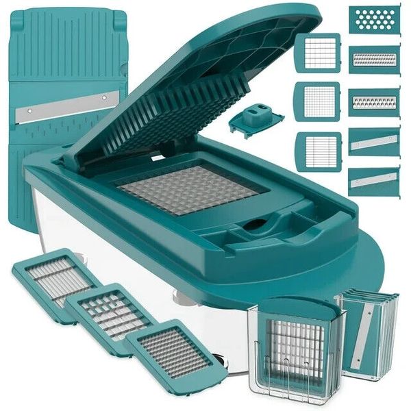 Pioneer Woman Food Slicer & Chopper Vintage Floral 8 in 1 BPA free Teal Green