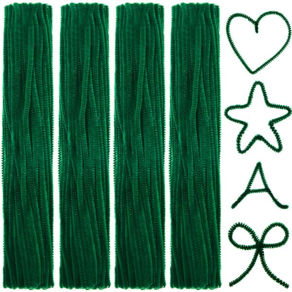 EBOOT 100 Pieces Pipe Cleaners Chenille Stem for Arts and Crafts, 6 x 300 mm (Dark Green)