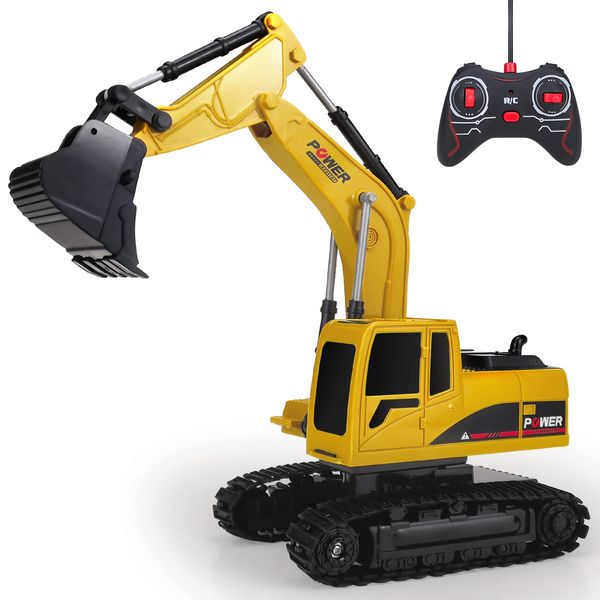 Tcvents RC Car, Excavator, Car Toy, Construction Vehicle, Construction Vehicle, Sandbox, Sand Play, Excavator, RC Excavator, Wireless Controller, Rechargeable, Cable Included, Boys, Girls, Gift,