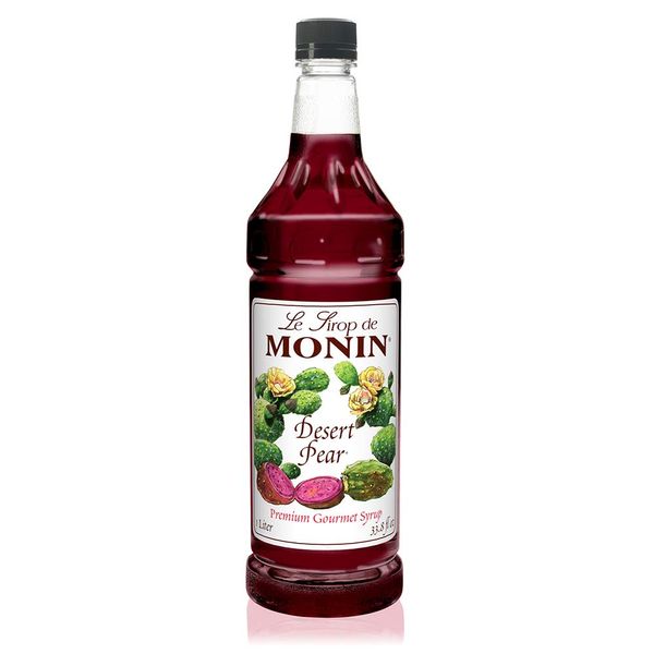 Monin - Desert Pear Syrup, Bold Flavor of Prickly Pear Cactus, Natural Flavors, Great for Iced Teas, Lemonades, Cocktails, Mocktails, and Sodas, Non-GMO, Gluten-Free (1 Liter)