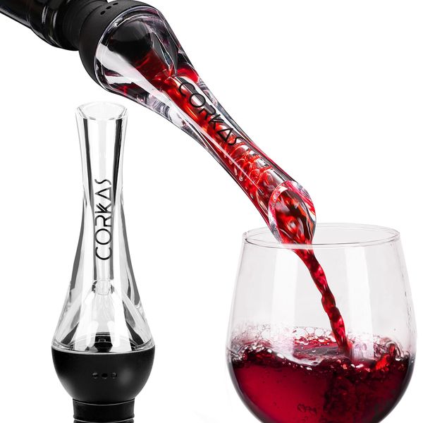 Corkas Wine Pourer Decanting Fast Aerating for Wine Lovers Premium Wine Pourer Great Gift