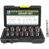 14PCS Impact Bolt Extractor Set Nut Remover Stripped Extraction Socket Tools