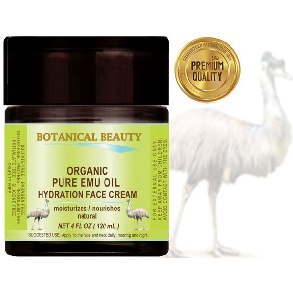 ORGANIC PURE EMU OIL HYDRATION FACE CREAM For Normal - Dry - Sensitive Skin. Moisturizing and nourishing. 4 Fl. oz. - 120 ml.