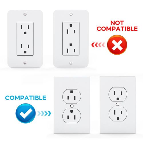 Metal Outlet Shelf Wall Holder for Duplex (Round) Outlets - Bathroom & Kitchen Organizer with Cord Storage, Quick Install for Echo Dot Smart Home Toothbrush Holder Holds Smart Speaker Cell Phone