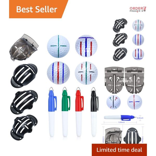 8 Pack Golf Ball Marker Set with Durable ABS Stencils for Unique Alignment
