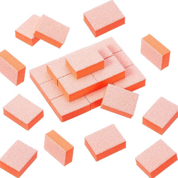 50PCS Orange Mini Nail Sanding Blocks Sponge File Nail Buffer Blocks Professional Manicure Care Tools for DIY Nail Art