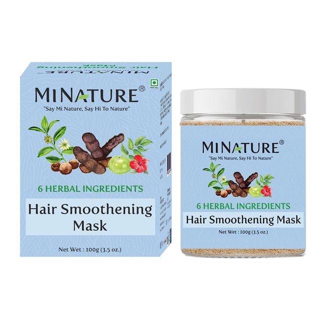 Hair Smoothening Mask by mi nature | 100g(3.5 oz) | Nourishes Hair | Contains Amla, Aritha, Neem, Shikakai, Hibiscus and Bhringraj powder | 100% Natural, Herbal