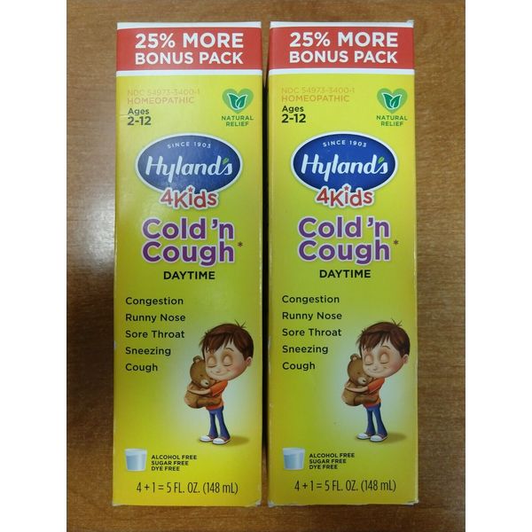 2 Pack: Hyland’s 4 Kids Cold’ n Cough Daytime No Dye Homeopathic (0015) - R2P1