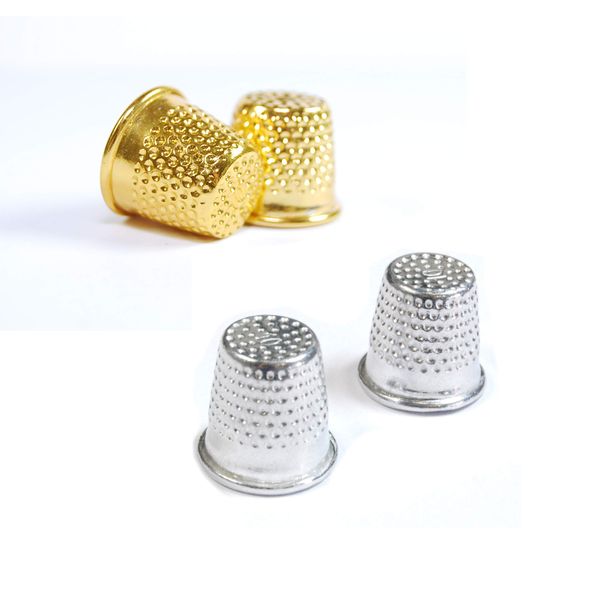 Metal Thimbles - Finger Protector Sewing Grip Shield Protector - Multiple Colours (Gold, Pack of 5)